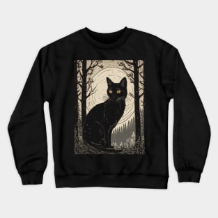 Vintage Cat on a Full Moon Crewneck Sweatshirt